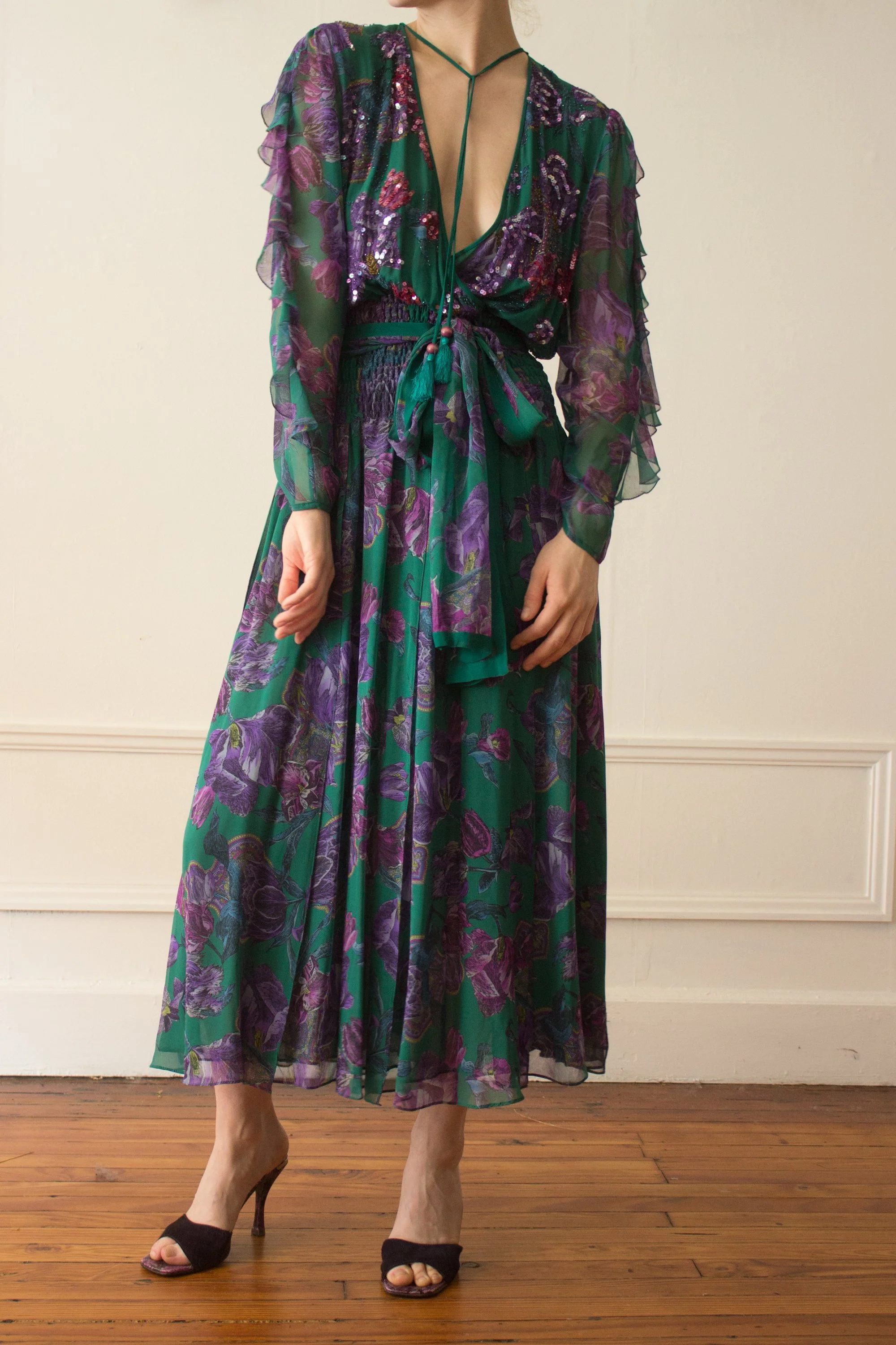 1980s Diane Freis Silk Sequined Dress — Wayward Collection